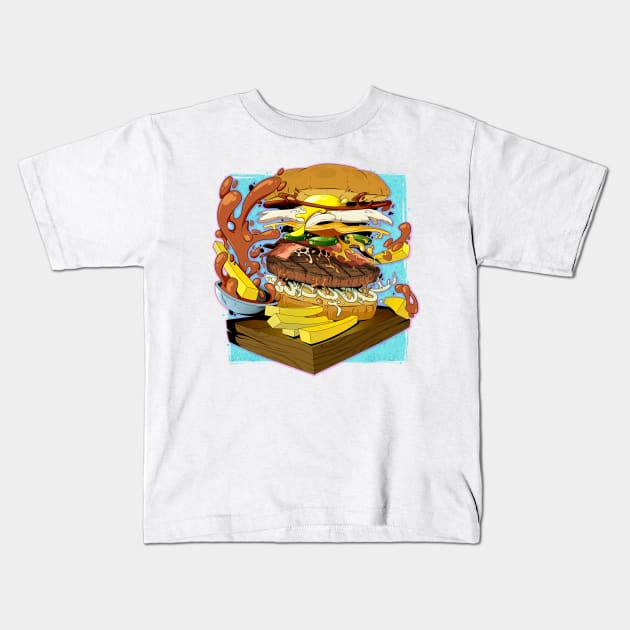 Burger Bomb Kids T-Shirt by TreyBarks